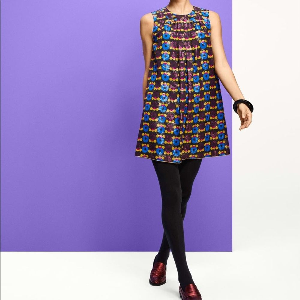 Anna Sui for Target Metallic Circles Sleeveless Round Neck Shift Mini Dress XS